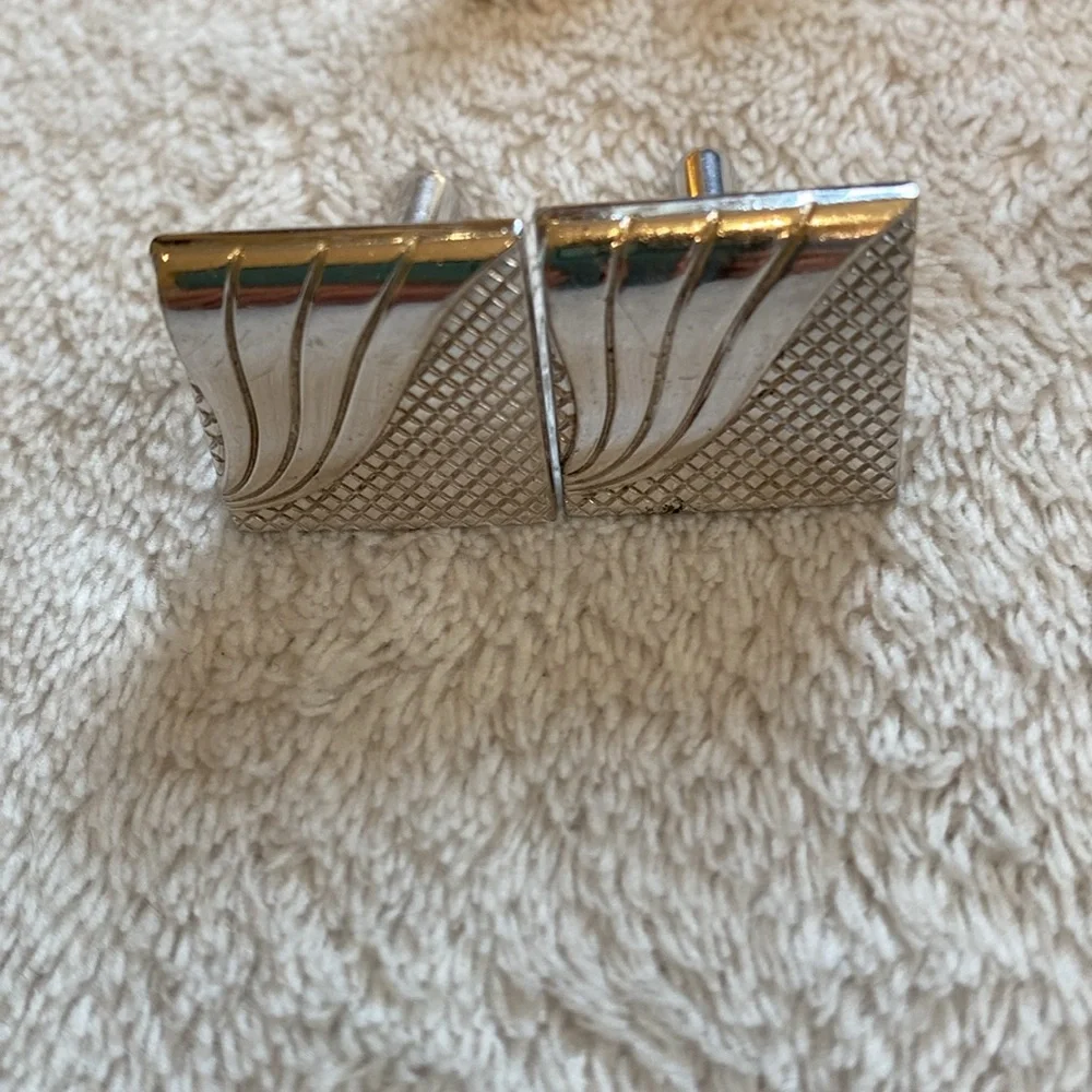 6 Pairs vintage gold tone silver tone cuff links EUC